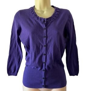 Tahari Purple Cardigan Sweater Woman's Size Small Classic Preppy Lightweight
